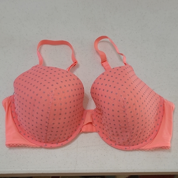 Victoria's Secret Pink with Silver Polka-dots Perfect Coverage Bra size 40D - Picture 1 of 7